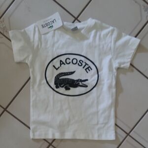 Lacoste White Short Sleeve Tee with Iconic Logo
